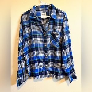 Aerie Blue Plaid Flannel NWT size L